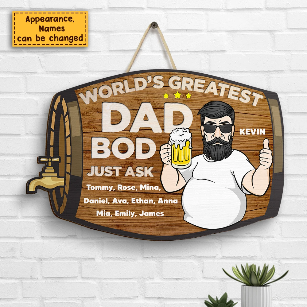 World's Greatest Grandpa Bod - Gift For Dad, Grandpa - Personalized Shaped Wood Sign 3 World's Greatest Grandpa Bod - Gift For Dad, Grandpa - Personalized Shaped Wood Sign - Image 3