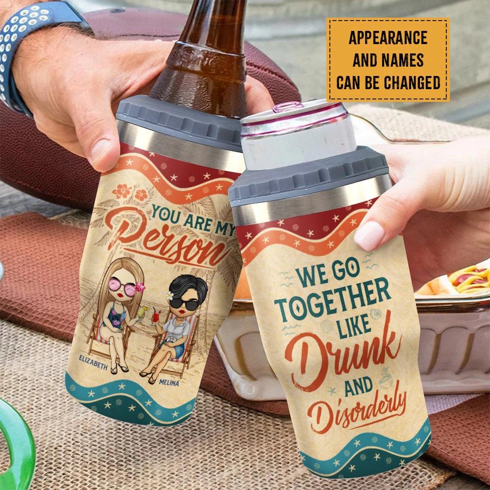 We Go Together Like Drunk And Disorderly - Personalized Can Cooler - Gift For Bestie 4 We Go Together Like Drunk And Disorderly - Personalized Can Cooler - Gift For Bestie - Image 4