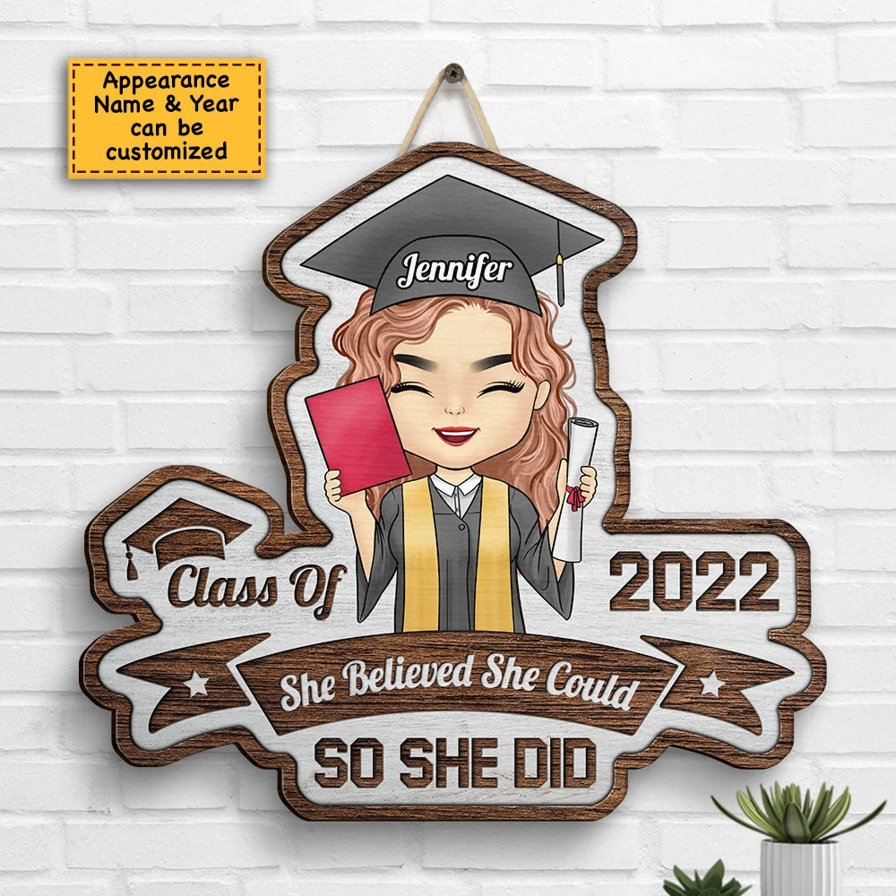 She Believed She Could - Personalized Shaped Wood Sign - Graduation Gift 4 She Believed She Could - Personalized Shaped Wood Sign - Graduation Gift - Image 4