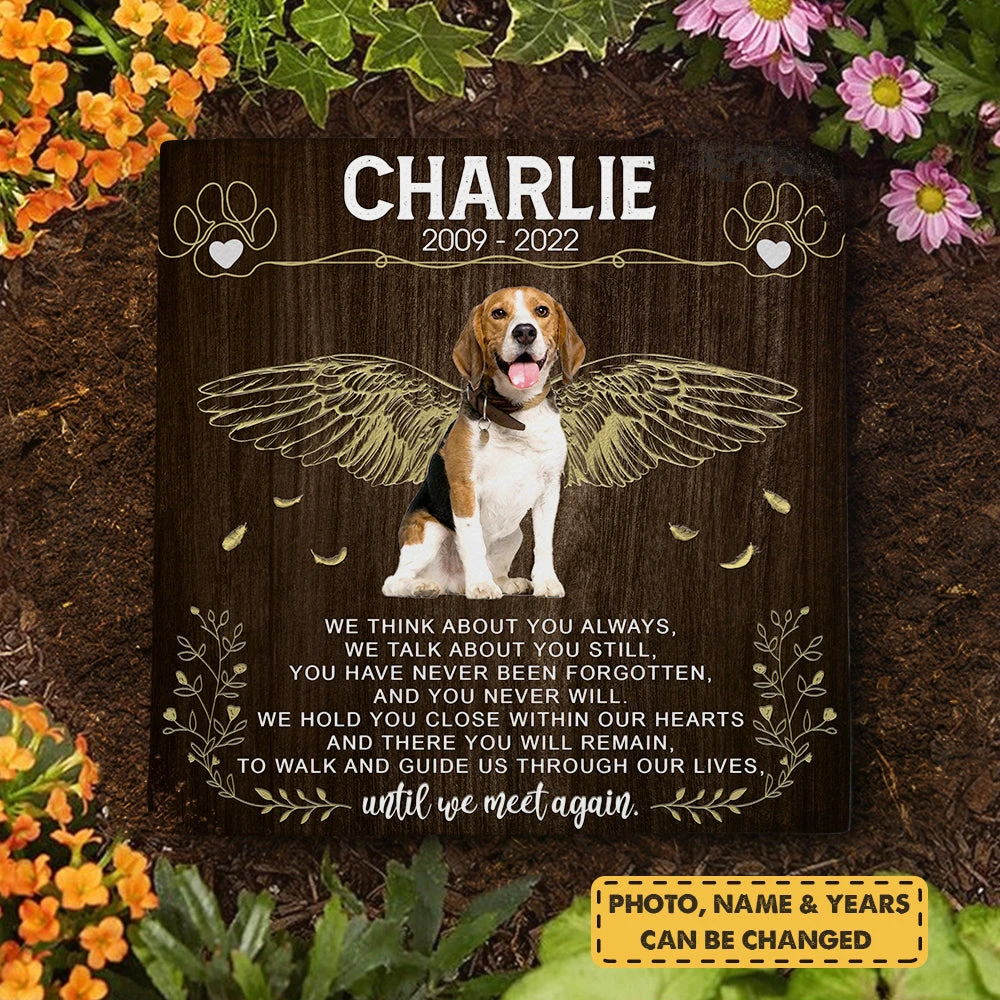 We Think About You Always - Personalized Memorial Stone, Pet Grave Marker - Upload Image, Memorial Gift, Sympathy Gift 3 We Think About You Always - Personalized Memorial Stone, Pet Grave Marker - Upload Image, Memorial Gift, Sympathy Gift - Image 3