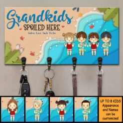 Grandkids Spoiled Here It's Beach Time - Personalized Key Hanger, Key Holder - Gift For Grandparents -Pawfect House Store 7.AD cb85eeda db4a 4134 82e7 389a1403b6ca
