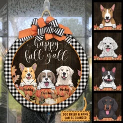 Happy Fall Y'all Pumpkins - Gift For Dog Lovers - Funny Personalized Dog Door Sign -Pawfect House Store 7.AD e0a9c403 ad24 45cd a404 574087c219d7