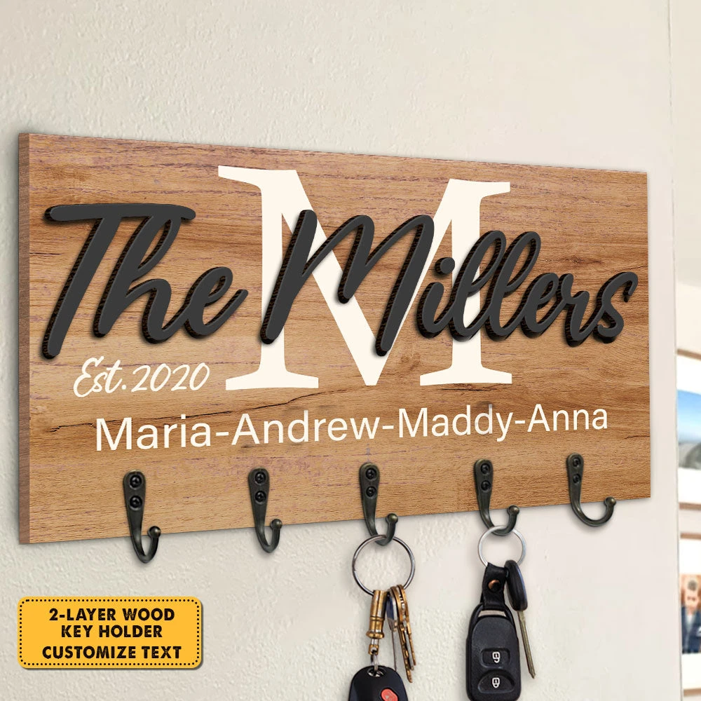 My Beloved Family - Personalized Key Hanger, Key Holder, 2-Layer Wood Key Hanger - Gift For Couple, Husband Wife, Anniversary, Engagement, Wedding, Marriage Gift 3 My Beloved Family - Personalized Key Hanger, Key Holder, 2-Layer Wood Key Hanger - Gift For Couple, Husband Wife, Anniversary, Engagement, Wedding, Marriage Gift - Image 3