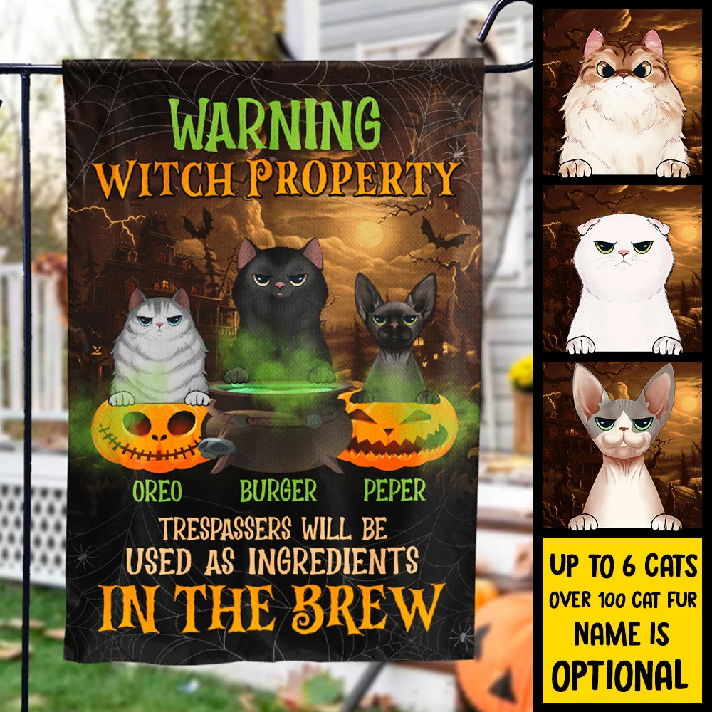 Warning Witch Property - Personalized Funny Cat Flag 4 Warning Witch Property - Personalized Funny Cat Flag - Image 4