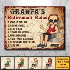Grandpa’s Retirement Rules - Gift For Dad, Grandpa - Personalized Metal Sign -Pawfect House Store 7.AD ea70de71 2fb9 4a37 bc59 0a8453158a4b