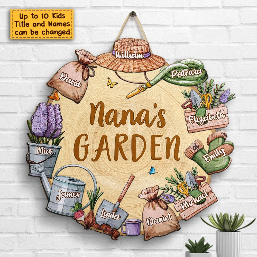 Grandma's Garden - Personalized Shaped Wood Sign - Gift For Grandma, Grandparents 2 Grandma's Garden - Personalized Shaped Wood Sign - Gift For Grandma, Grandparents - Image 2