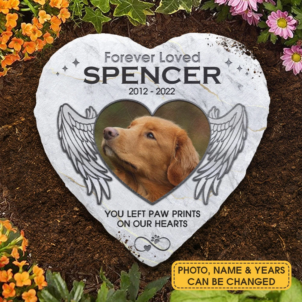 Paw Prints On Our Hearts - Personalized Memorial Stone, Pet Grave Marker - Upload Image, Memorial Gift, Sympathy Gift 3 Paw Prints On Our Hearts - Personalized Memorial Stone, Pet Grave Marker - Upload Image, Memorial Gift, Sympathy Gift - Image 3