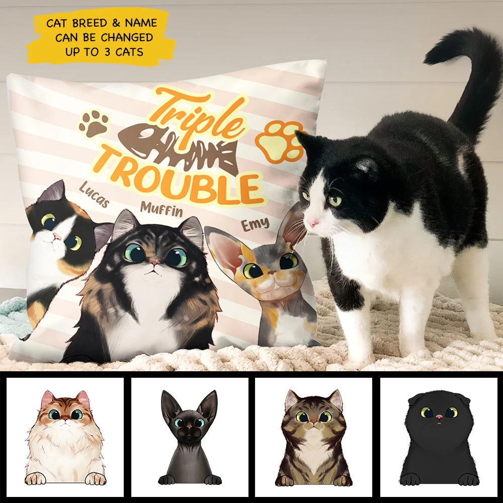 Trouble With My Cats - Funny Personalized Cat Pillow (Insert Included) 1 Trouble With My Cats - Funny Personalized Cat Pillow (Insert Included)