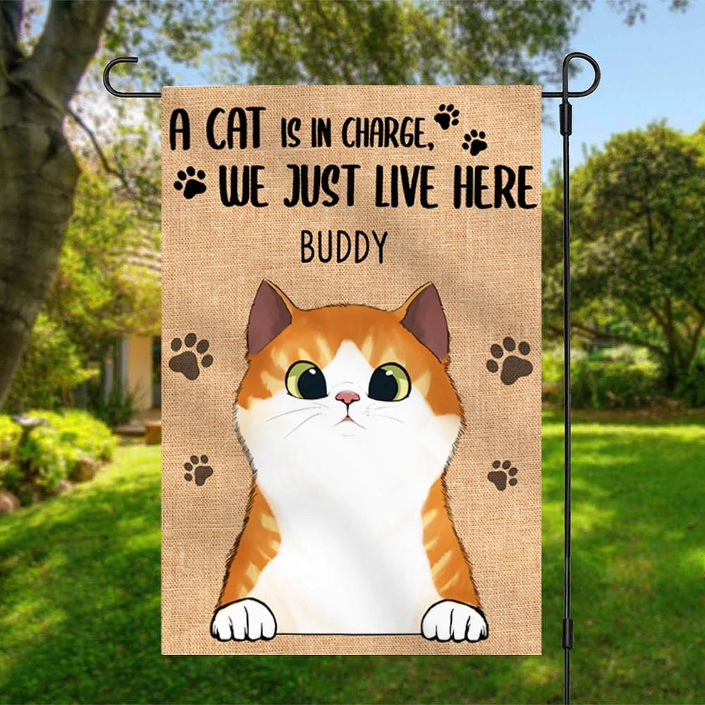 The Cats Are In Charged - Funny Personalized Cat Garden Flag 1 The Cats Are In Charged - Funny Personalized Cat Garden Flag