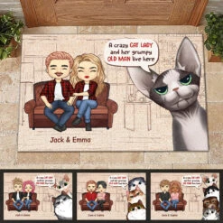 A Crazy Cat Lady And Her Grumpy Old Man Live Here - Gift For Cat Lovers, Personalized Decorative Mat -Pawfect House Store 7.ad1 00529b85 4c86 4de1 8ae0 4ed622640e31