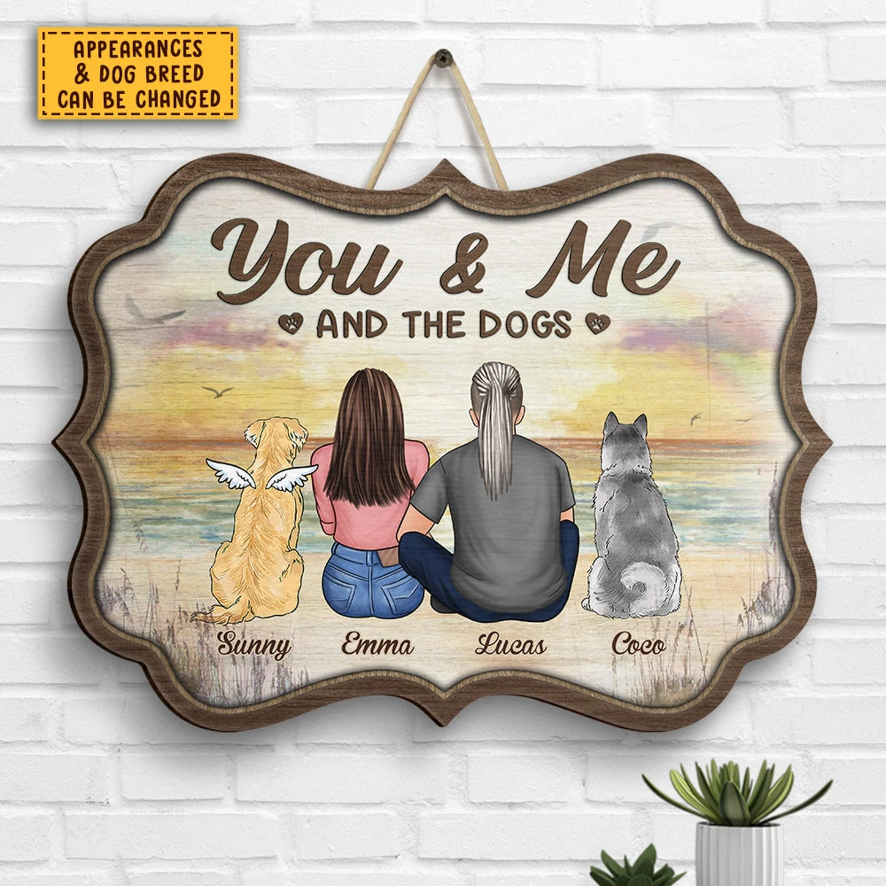 You & Me, And The Dogs - Personalized Shaped Wood Sign 2 You & Me, And The Dogs - Personalized Shaped Wood Sign - Image 2