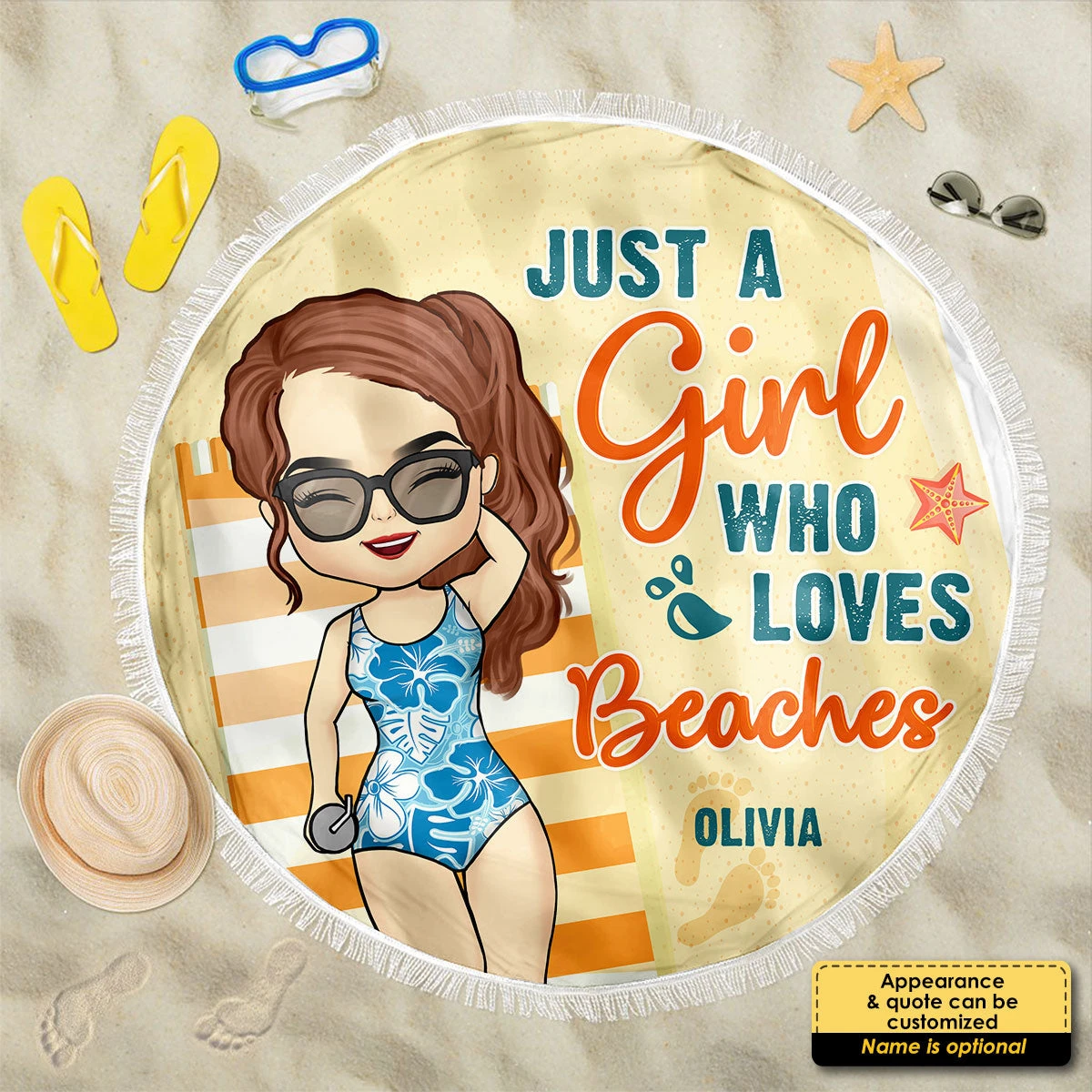 Good Times & Tan Lines - Personalized Round Beach Towel 3 Good Times & Tan Lines - Personalized Round Beach Towel - Image 3