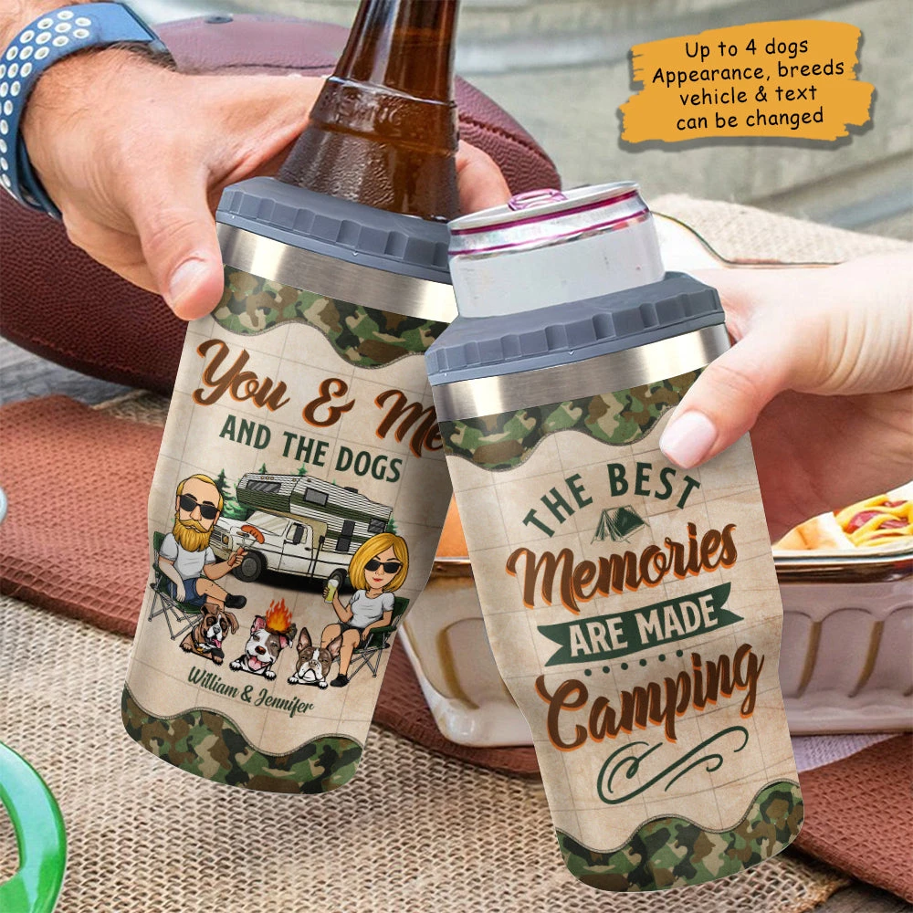 Camping Couple & Cool Dogs - Personalized Can Cooler - Gift For Couples, Gift For Camping Lovers 4 Camping Couple & Cool Dogs - Personalized Can Cooler - Gift For Couples, Gift For Camping Lovers - Image 4