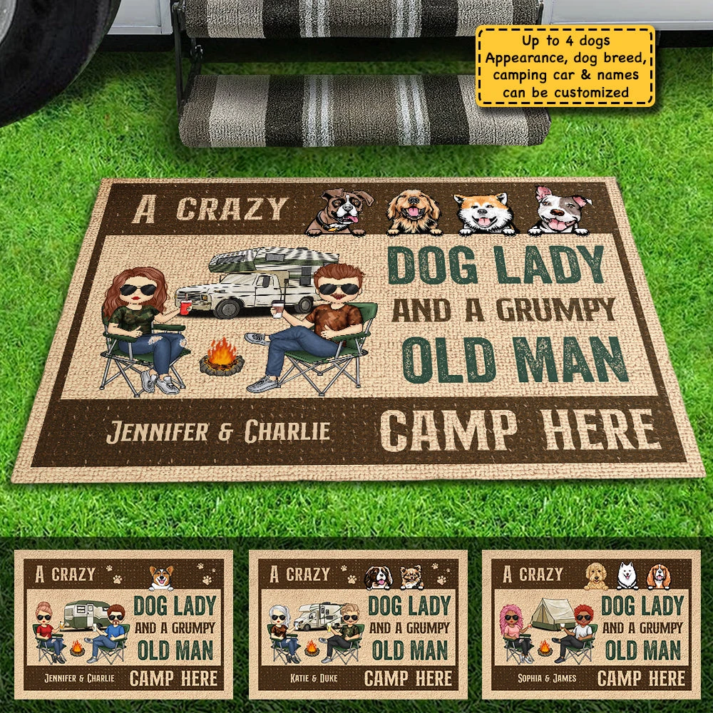 A Crazy Dog Lady Camp Here - Personalized Decorative Mat - Gift For Camping Lovers 3 A Crazy Dog Lady Camp Here - Personalized Decorative Mat - Gift For Camping Lovers - Image 3