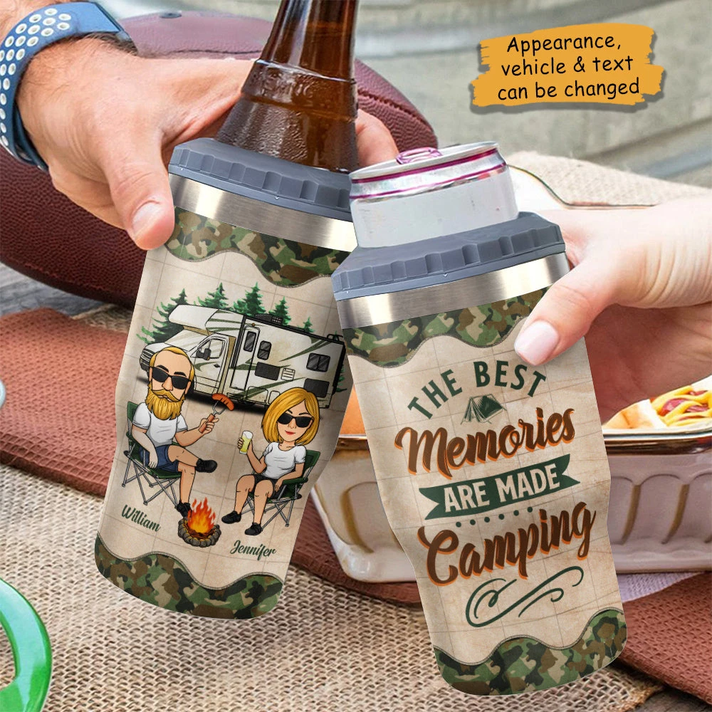 Camping & Making Memories - Personalized Can Cooler - Gift For Couples, Gift For Camping Lovers 4 Camping & Making Memories - Personalized Can Cooler - Gift For Couples, Gift For Camping Lovers - Image 4