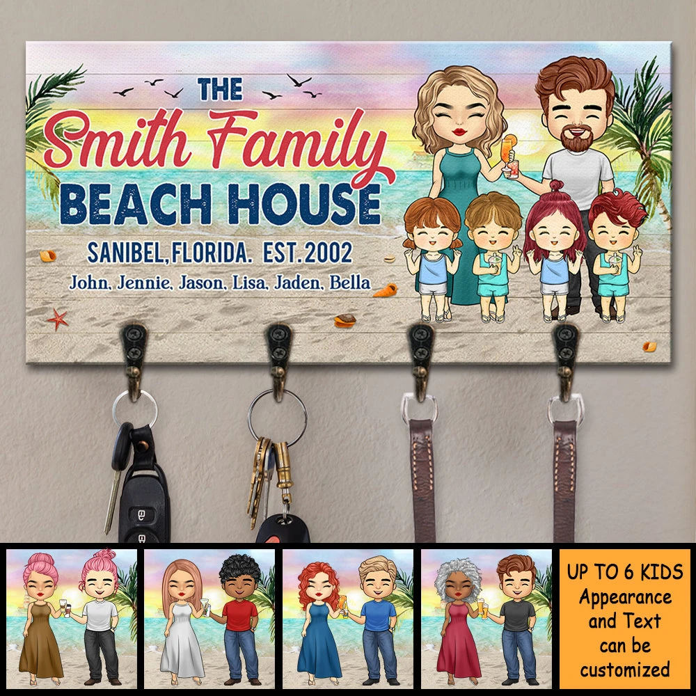 Family Beach House - - Personalized Key Hanger, Key Holder - Gift For Couples, Husband Wife 3 Family Beach House - - Personalized Key Hanger, Key Holder - Gift For Couples, Husband Wife - Image 3