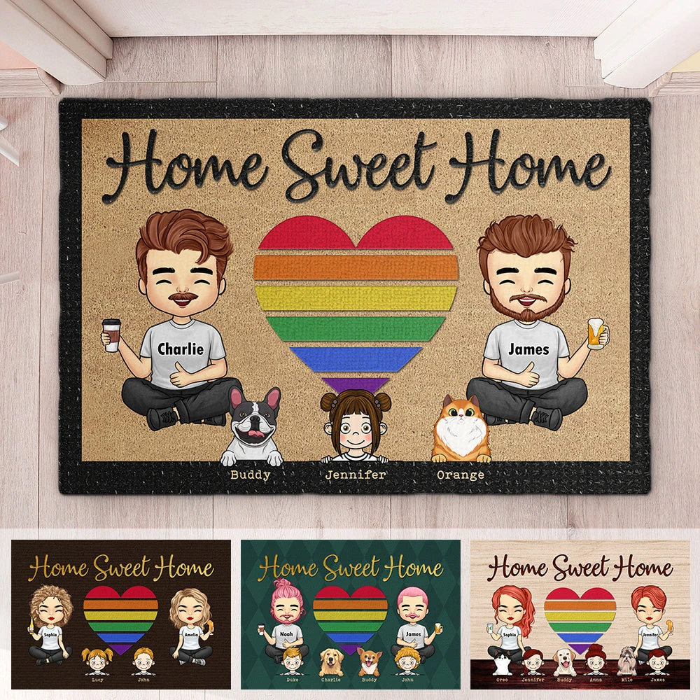 Our Home Sweet Home With Kids & Pets - Personalized Decorative Mat - Gift For Couples, Gift For Pet Lovers 5 Our Home Sweet Home With Kids & Pets - Personalized Decorative Mat - Gift For Couples, Gift For Pet Lovers - Image 5