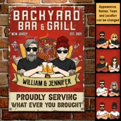 Backyard Bar And Grill Proudly Serving What Ever You Brought - Gift For Couples, Husband Wife, Personalized Metal Sign 7 Backyard Bar And Grill Proudly Serving What Ever You Brought - Gift For Couples, Husband Wife, Personalized Metal Sign -Pawfect House Store 7.ad b030216b 8297 41e3 a0ff 09800525cea5