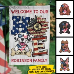 Welcome To Our Home - 4th Of July Decoration - Personalized Flag