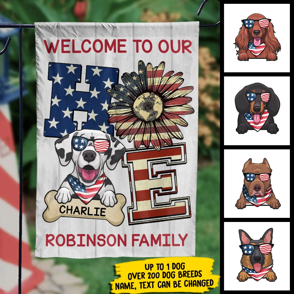 Welcome To Our Home - 4th Of July Decoration - Personalized Flag 1 Welcome To Our Home - 4th Of July Decoration - Personalized Flag