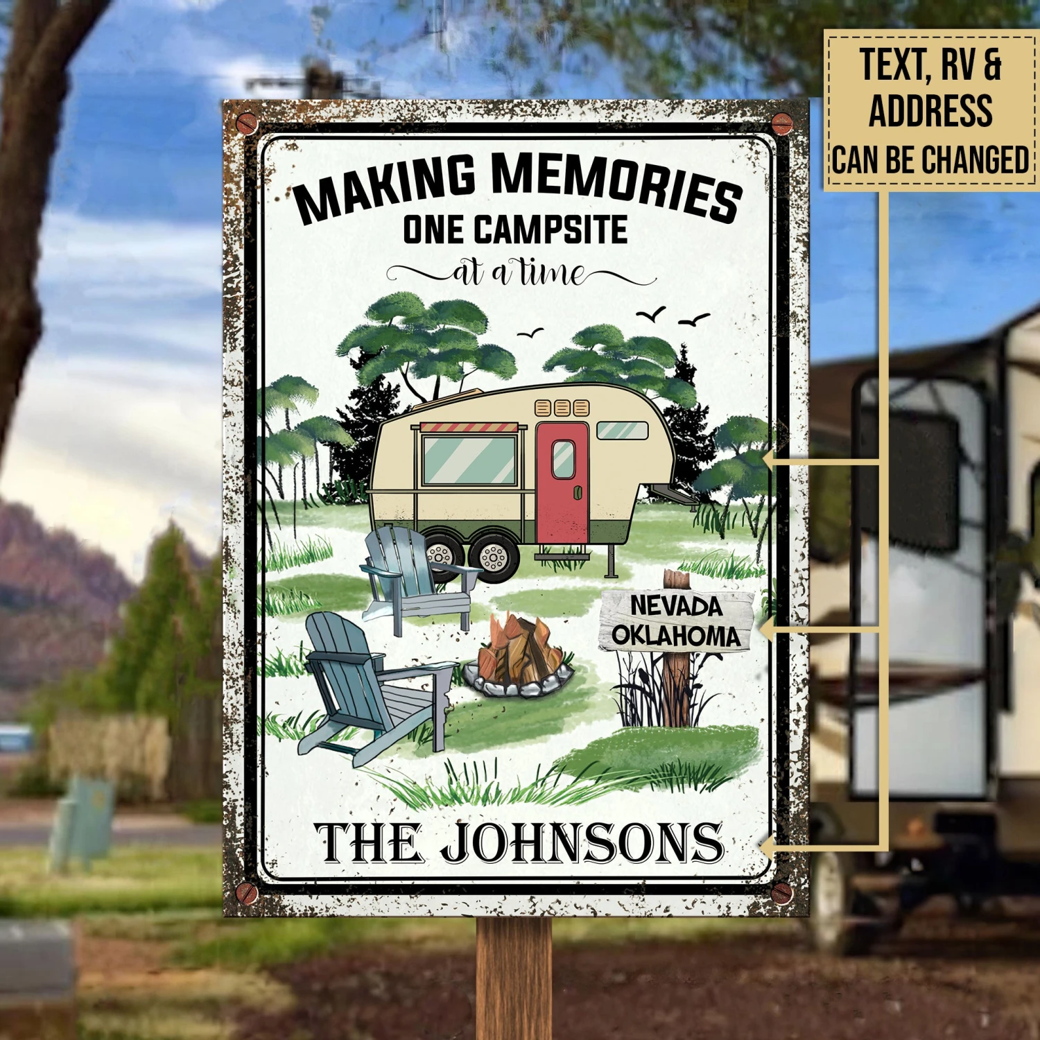 Happy Campers - Camping Personalized Metal Sign 3 Happy Campers - Camping Personalized Metal Sign - Image 3