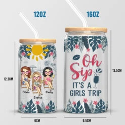 It's A Girls Trip - Bestie Personalized Custom Glass Cup, Iced Coffee Cup - Gift For Best Friends, BFF, Sisters -Pawfect House Store GT L004 thumb4