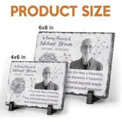 Custom Photo Your Life Was A Blessing - Memorial Personalized Custom Rectangle Shaped Stone With Stand - Sympathy Gift For Family Members -Pawfect House Store MES PT010 thumb 4