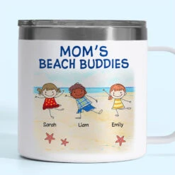We Are Your Beach Buddies - Family Personalized Custom 14oz Stainless Steel Tumbler With Handle - Gift For Mom, Grandma