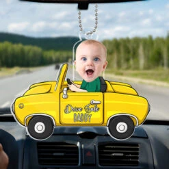 Custom Photo Just Have A Safe Trip, Daddy - Family Personalized Custom Car Ornament - Acrylic Custom Shaped - Gift For Family Members -Pawfect House Store THUMB 1 3