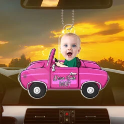 Custom Photo Just Have A Safe Trip, Daddy - Family Personalized Custom Car Ornament - Acrylic Custom Shaped - Gift For Family Members -Pawfect House Store THUMB 1 5