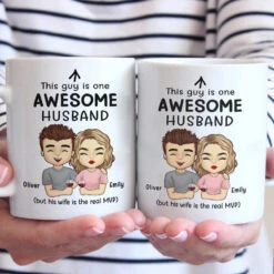 This Guy Is One Awesome Husband - Couple Personalized Custom Mug - Gift For Husband Wife, Anniversary
