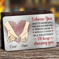 I'll Keep Choosing You - Couple Personalized Custom Aluminum Wallet Card - Gift For Husband Wife