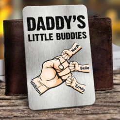 Daddy Buddies - Family Personalized Custom Aluminum Wallet Card - Father's Day, Birthday Gift For Dad