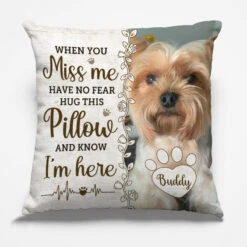 Custom Photo Hug This Pillow Then You Know I'm Here - Memorial Personalized Custom Pillow - Sympathy Gift, Gift For Pet Owners, Pet Lovers