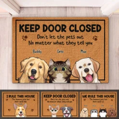 We Rule This House - Dog & Cat Personalized Custom Decorative Mat - Gift For Pet Owners, Pet Lovers