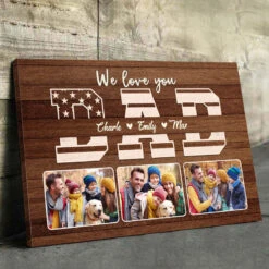 We Love You Daddy - Family Personalized Custom Horizontal Canvas - Independence Day, Gift For Dad, Grandpa