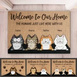 Enter With A Happy Heart - Cat Personalized Custom Decorative Mat - Gift For Pet Owners, Pet Lovers