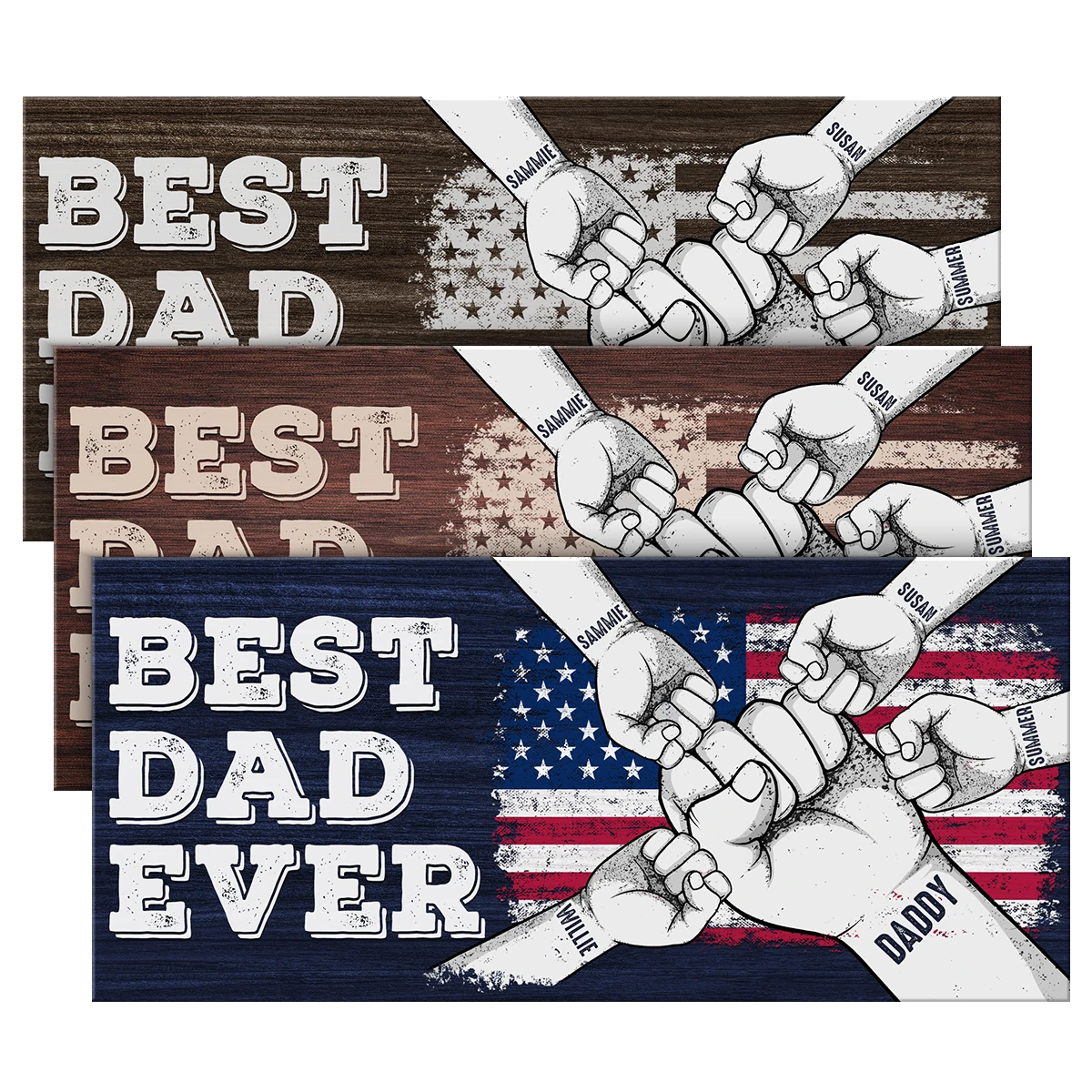 Best Dad Ever - Family Personalized Custom Rectangle Shaped Home Decor Wood Sign - Father's Day, House Warming Gift For Dad