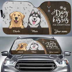 Life Is Better With Fur Babies - Dog & Cat Personalized Custom Auto Windshield Sunshade, Car Window Protector - Gift For Pet Owners, Pet Lovers