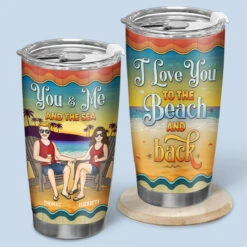 Love You To The Beach And Back - Couple Personalized Custom Tumbler - Gift For Husband Wife, Anniversary