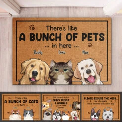 There's Like A Bunch Of Pets In Here - Dog & Cat Personalized Custom Decorative Mat - Gift For Pet Owners, Pet Lovers