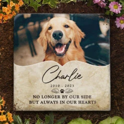 Custom Photo Always In Our Hearts - Dog & Cat Personalized Memorial Stone - Sympathy Gift, Gift For Pet Owners, Pet Lovers