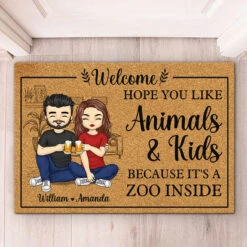 Welcome It's A Zoo Inside - Couple Personalized Custom Decorative Mat - Gift For Husband Wife -Pawfect House Store THUMB 2 12ac8b3e 806f 4ee0 aa68 4ef0689c955b