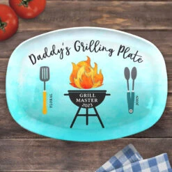 Daddy's Grilling Plate - Family Personalized Custom Platter - Father's Day, Birthday Gift For Dad -Pawfect House Store THUMB 2 1 dca440e1 8fbd 4b2f 83a2 48757b278e6a