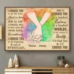 I Choose You To Do Life With - Couple Personalized Custom Horizontal Poster - Gift For Couples, Husband Wife, Anniversary, LGBTQ+
