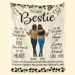 Sister Of Soul Friend Of Heart - Bestie Personalized Custom Blanket - Christmas Gift For Best Friends, BFF, Sisters -Pawfect House Store THUMB 2 7fa21929 780e 448b 8183 11bf66f932f4
