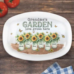 Grandma's Garden Love Grows Here - Family Personalized Custom Platter - Mother's Day, Birthday Gift For Grandma -Pawfect House Store THUMB 2 e822356c 15ba 419e 8fd9 c36041669301