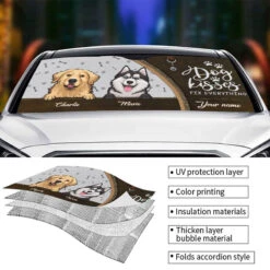 Life Is Better With Fur Babies - Dog & Cat Personalized Custom Auto Windshield Sunshade, Car Window Protector - Gift For Pet Owners, Pet Lovers -Pawfect House Store THUMB 3 162a05a8 1111 48a8 b0f0 6e9fc79ca9e3