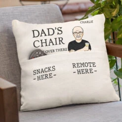 Dad's Chair, Go Sit Over There - Family Personalized Custom Pocket Pillow - Father's Day, Birthday Gift For Dad, Grandpa -Pawfect House Store THUMB 3 1eb17ddb e448 4217 9abb 43463772f7ec