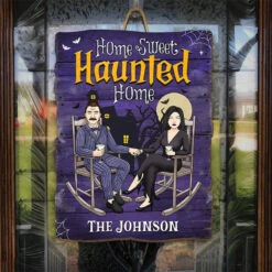 Home Sweet Haunted Home - Couple Personalized Custom Shaped Home Decor Wood Sign - Halloween Gift For Husband Wife -Pawfect House Store THUMB 3 6ba0145a d0e6 4089 9e45 d2890afbd235